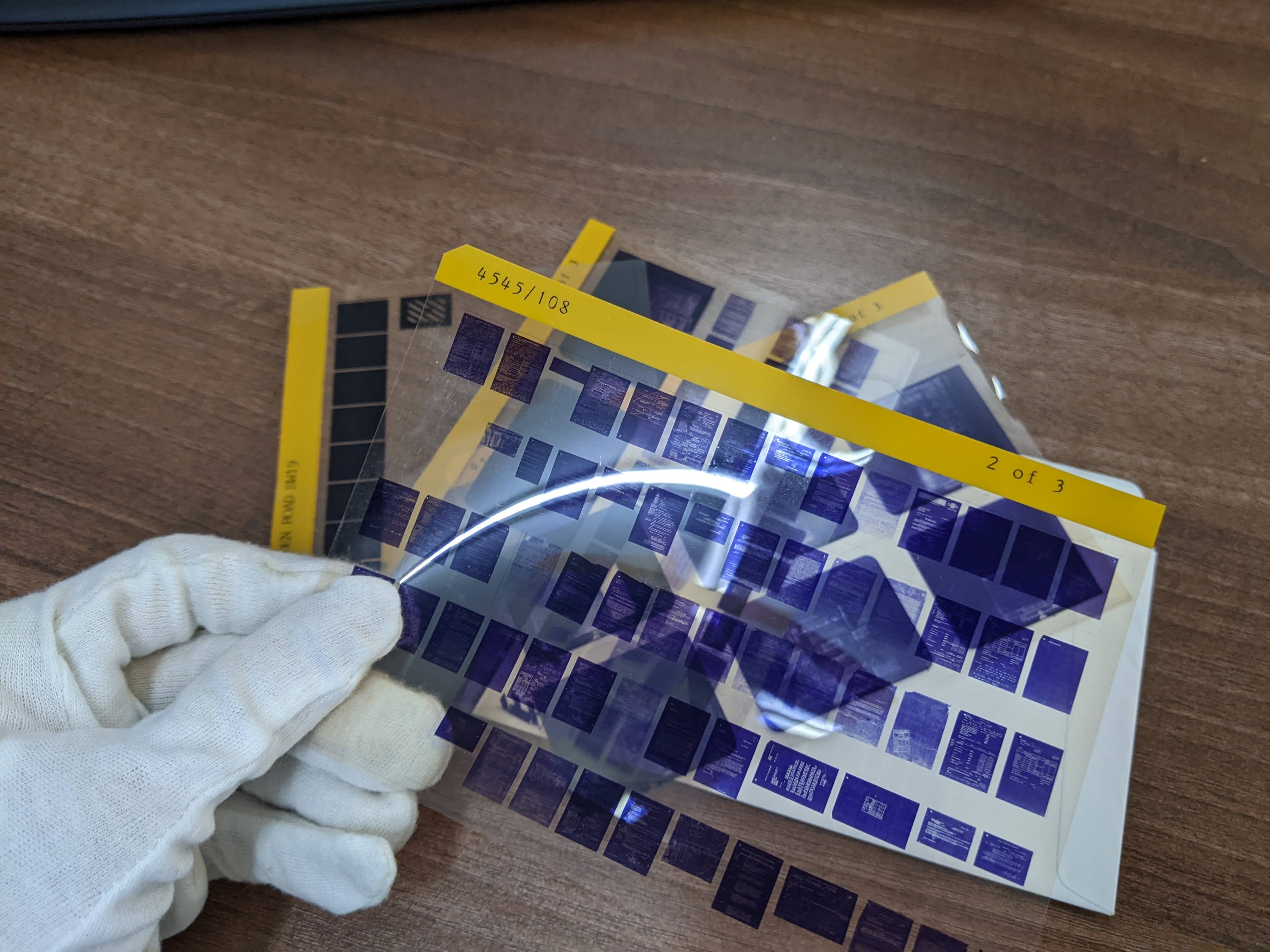 Microfiche sheets from a historical records collection